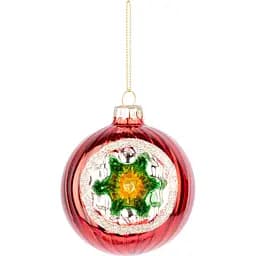 Новогодняя игрушка Novogod'ko Шар 8 cм глянцевая с орнаментом красная (973840)