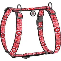 Шлея для собак Waudog Nylon, анатомічна, H-подібна, з QR паспортом, L, 50-90х60-100х2,5 см, Етно червоний (5593)