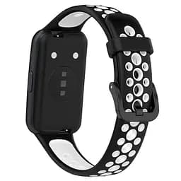 Силіконовий ремінець Primolux Perfor Classic для фітнес браслета Huawei Band 7- Black White - мініатюра 2