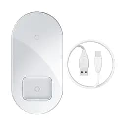 Зарядне бездротове BASEUS Simple 2-in-1 Wireless Charger 18W Max (WXJK-02) біле - мініатюра 2
