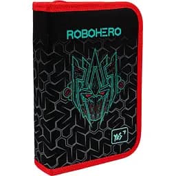 Пенал Yes Robohero HP-03 твердый одинарный с клапаном черный (533571)