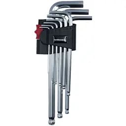 Набір Г-подібних ключів Haisser НEX 1.5-10 мм кулястих подовжених 9 шт. (102894)