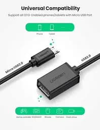 Кабель-адаптер UGREEN US133 Micro USB OTG круглий 12СМ Black (10396) - мініатюра 7
