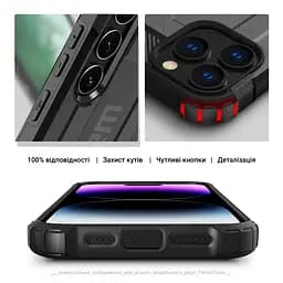 Чехол для Apple iPhone 15 Pro, Panzer, серый, противоударный, бронированный, милитари, панель-накладка, защита всего корпуса, защита дисплея и камеры, термополиуретан (TPU) + поликарбонат (PC), ArmorStandart (ARM75645) - мініатюра 5