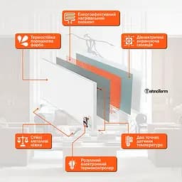 Обігрівач TehnoTerm STT-550 з терморегулятором до 15 м², електричний конвектор на 550 Вт білий - мініатюра 4