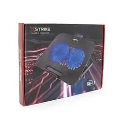 Підставка під ноутбук XSTRIKE XS-11, 10-17", 2*140mm 1300±10% RPM, корпус пластик+алюміній, 2xUSB 2.0, 371x266x30mm, RGB, Box Q20 - мініатюра 2
