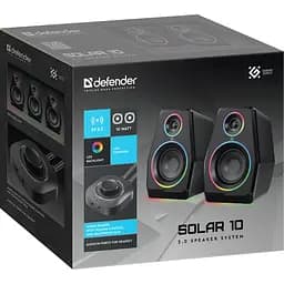 Акустична система 2.0 Defender Solar 10, 10Вт, Bluetooth, RGB підсвітка, USB, чорна - мініатюра 8