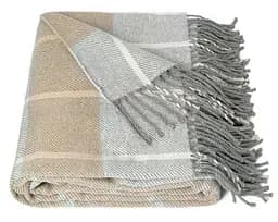 Плед бавовняний Vladi Валенсія Гаррі 200х220 білий-дим-пісок