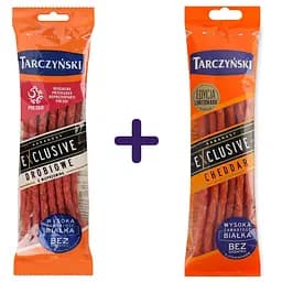 Набор: колбаски Tarczynski Kabanos Exclusive Drobiowe с/к 90 г + колбаски Tarczynski Kabanos Exclusive Cheddar с/к 90 г