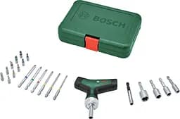 Отвертка с трещоткой, Т-образная рукоятка, 20 насадок, 109мм, сталь. Bosch hoz0014150