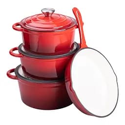 Набір посуду для приготування чавунний 2/3/4/1 л, червоний Yongkang HP-1-4