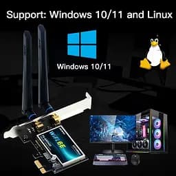 Мережева карта Fenvi FV-AX5400 Bluetooth 5.3 + Wi-Fi 2.4 / 5 / 6 GHz PCI-E з антенами (18842) - мініатюра 5