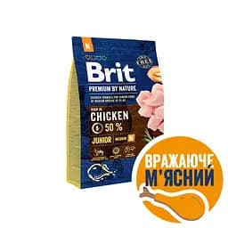 Сухий корм для цуценят середніх порід Brit Premium Dog Junior М з куркою 3 кг - мініатюра 2