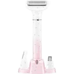 Жіноча акумуляторна роторна електробритва 3в1 VGR V-611 триммер для носа, вух та брів з підставкою