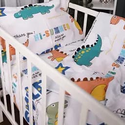 Підковдра MirSon Бязь 17-0697 Colorful Dinosaurs 110х140 біла (2200010458930) - мініатюра 3