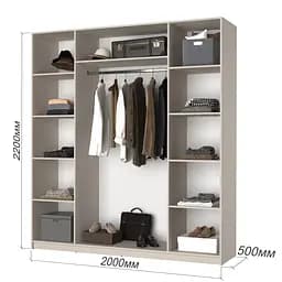 Шафа 4-дверна MebelStar Оскар Gloss BL-B, стандарт 200x52x220 см Антрацит/Антрацит (MBS-5306) - мініатюра 3