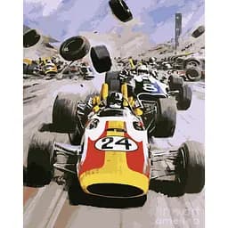 Картина за номерами Strateg ПРЕМІУМ Гонки з лаком розміром 40х50 см (SY6640) 4823113827861