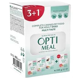 Влажный корм для собак Optimeal Complete Canned Pet Food Adult 3+1 pouch 400 г