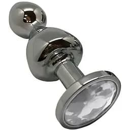 Металева анальна пробка Wooomy Lollypop Double Ball Metal Plug S