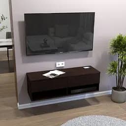 Тумба под телевизор навесная FH-Istad с ящиками и открытыми полками 1200х360х380 мм Венге Темный