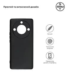 Чехол-накладка для смартфона Honor X40, противоударный, силиконовый, термополиуретановый (ТПУ), с защитой камеры и корпуса, черный, защита всего корпуса, ArmorStandart (ARM69395) - мініатюра 2