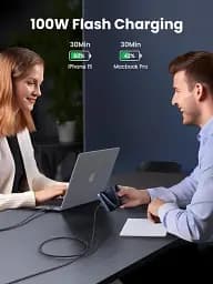Кабель зарядний UGREEN USB C to USB C Charger Cable 100 W кабель для швидкого заряджання 2 м Black (L512) - мініатюра 3