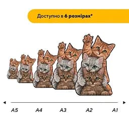 Пазл дерев'яний Котячі Забави, А4, Картонна коробка 100 елементів - мініатюра 2