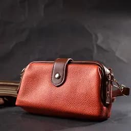 Жіночий клатч з цікавою клямкою з натуральної шкіри Vintage 22424 помаранчевий - мініатюра 7