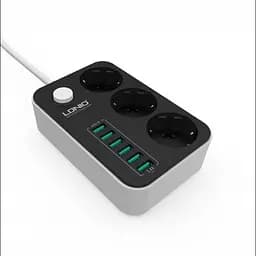 Мережевий фільтр подовжувач чорний 3 розетки з 6 USB 2м із захистом із заземленням LDNIO SE3631 2500W 10A - мініатюра 5