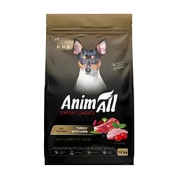 Сухий корм AnimAll Повнораціонний для дорослих собак малих порід зі свіжою індичкою та ягням, 12 кг