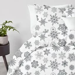 Комплект постільної білизни Cosas Snowflakes Євро сірий (SnowflakesGrey_White_200) - мініатюра 2