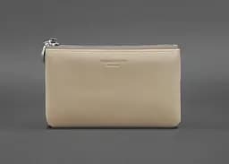 Кожаная монетница / мини-косметичка 3.0 светло-бежевая краст