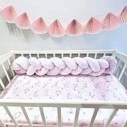 Бортик для ліжечка Косичка рожевий
