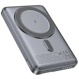 Портативний ЗП Power Bank Hoco Q46 Title PD20W з БЗП+card holder 5000 mAh Silver gray - мініатюра 5