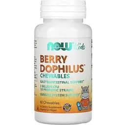 Пробіотики для дітей Now Foods Berry Dophilus смак ягід 2 Billion CFU 60 жувальних таблеток