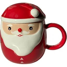 Кружка новогодняя Olens O8030-218-2 Морозко с керамической крышкой 360 мл Красная
