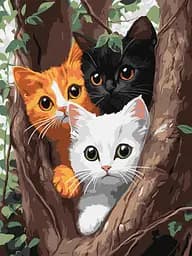 Набір для розпису по номерах Котики на дереві, Ideyka, 30x40 см, КНО6736