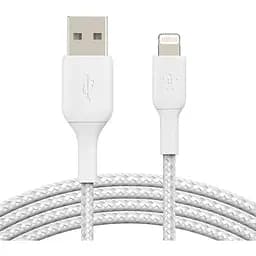 Кабель Belkin USB-A > Lightning заряджання/синхронізації 1м, 12Вт, плетений, білий