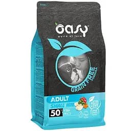 Беззерновий сухий корм Oasy Dog Grain Free Adult Small/Mini для дорослих собак малих порід риба з яблуком та бататом 800 г
