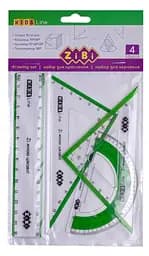 Комплект KIDS Line, линейка 15 см, 2 угольника, транспортир, с салатовой полоской