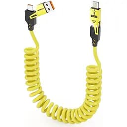 Кабель Ronpin 4-в-1 65W спиральный для быстрой зарядки USB Type-C Lightning Micro-USB