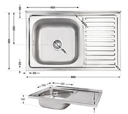 Мийка кухонна Brinex 5080-L 0.6 мм, накладна BRIN5080LSAT06 - мініатюра 7