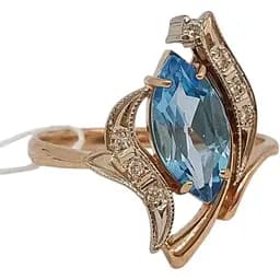 Золотое кольцо Гаразд с бриллиантами и топазом. 3022188 19