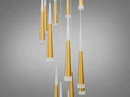 Люстра каскадна LED Diasha 3002/15G, 60W, золота, для холу, коридору, вітальні, офісу - мініатюра 4