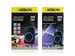 Портативна колонка ZXX-7878 Акустична система 600Вт RGB підсвічування з 2 мікрофонами і пультом 1х3" Чорний - мініатюра 6