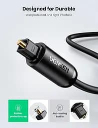 Кабель аудіо Ugreen Toslink оптичний 4 мм 1 м Black (AV122) - мініатюра 5