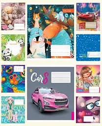 Зошити учнівські 12 аркушів лінія Тверда ТЕ22106 12ЛВ2 МІКС, 25 шт. в упаковці