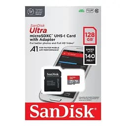 Карта пам'яті microSDXC (UHS-1) SanDisk Ultra 128Gb class 10 A1 (140Mb/s) (adapter SD) (SDSQUAB-128G-GN6MA) - мініатюра 2