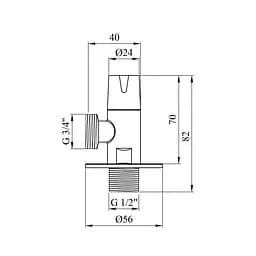 Кран приладовий Kroner KRP Eckventil C302 1/2"х3/4" ЗЗ - мініатюра 2