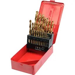 Набір свердел по металу Sthor HSS-TiN титанові 1-10 мм 19 шт. (22330)